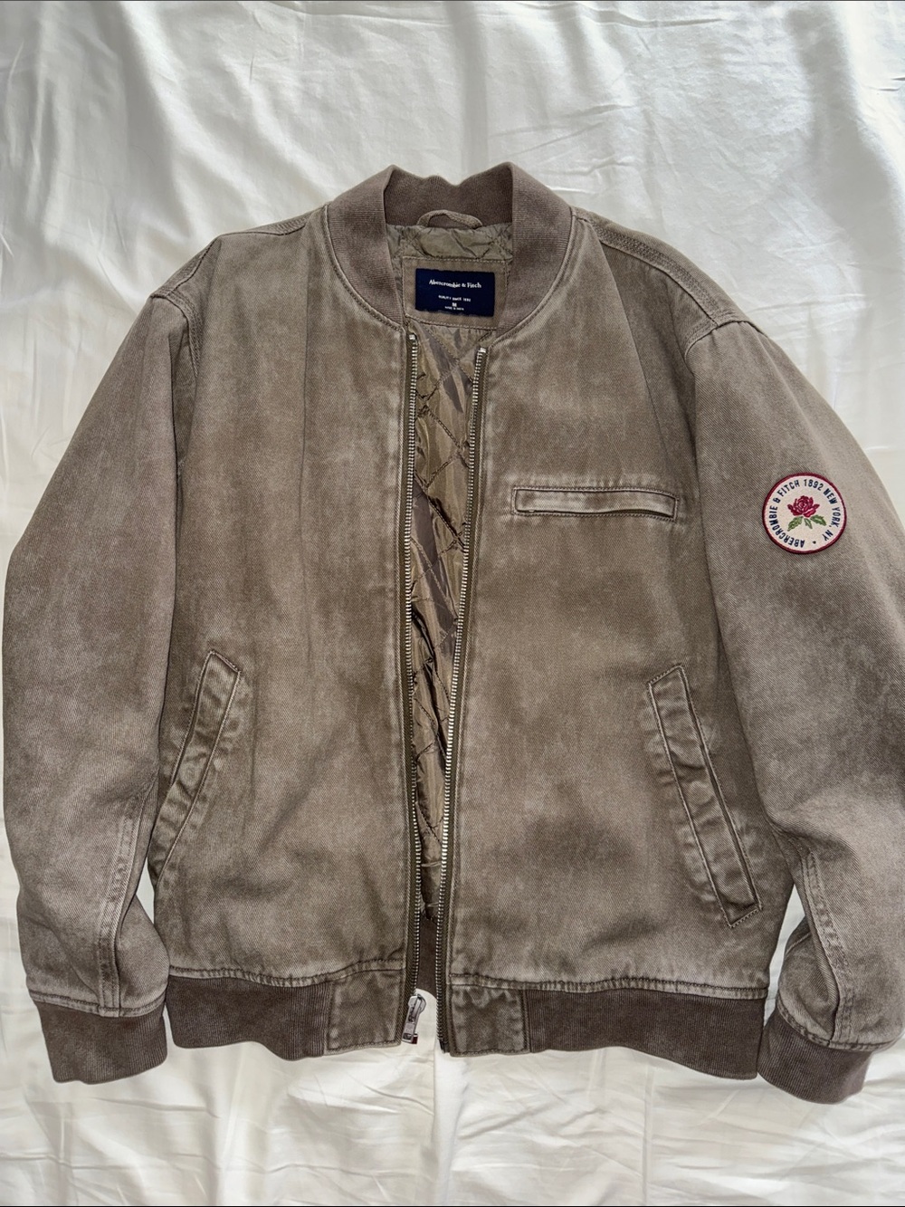 Abercrombie & Fitch Men's Brown Suede Bomber Jacket